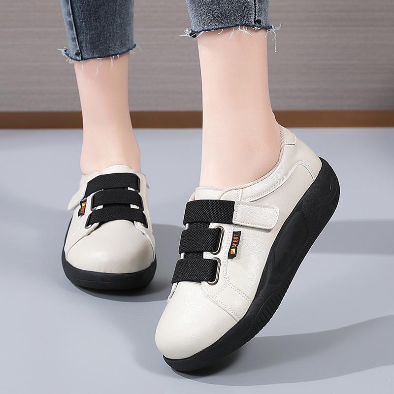 Women's Chunky-Soled White Sneakers 2025 Spring/Fall New Arrival Korean Style Slip-On Casual Sneakers