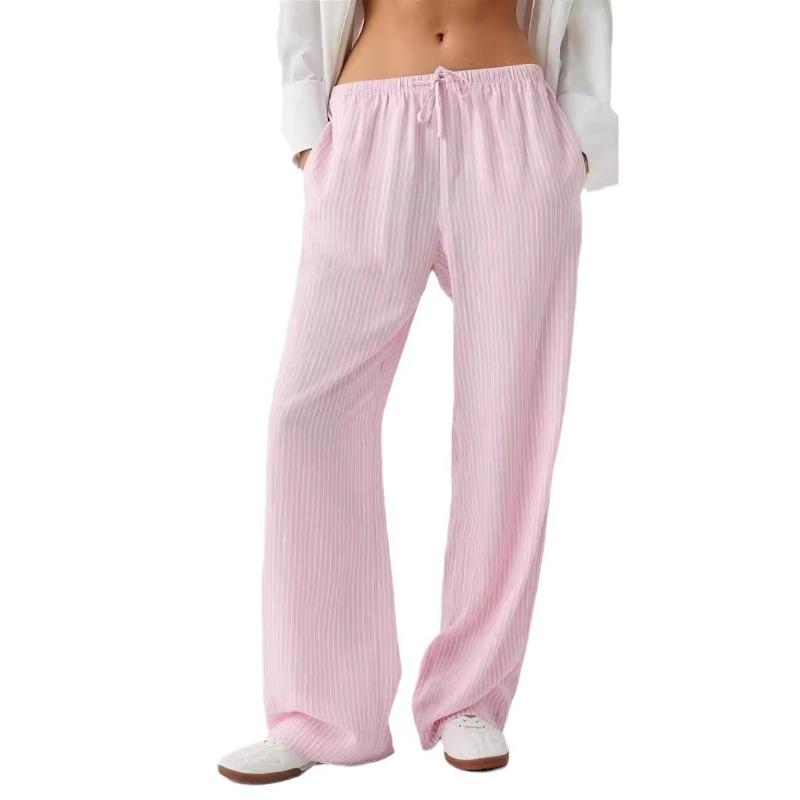Women S Striped Relaxed Fit Casual Pants With Elastic Waist