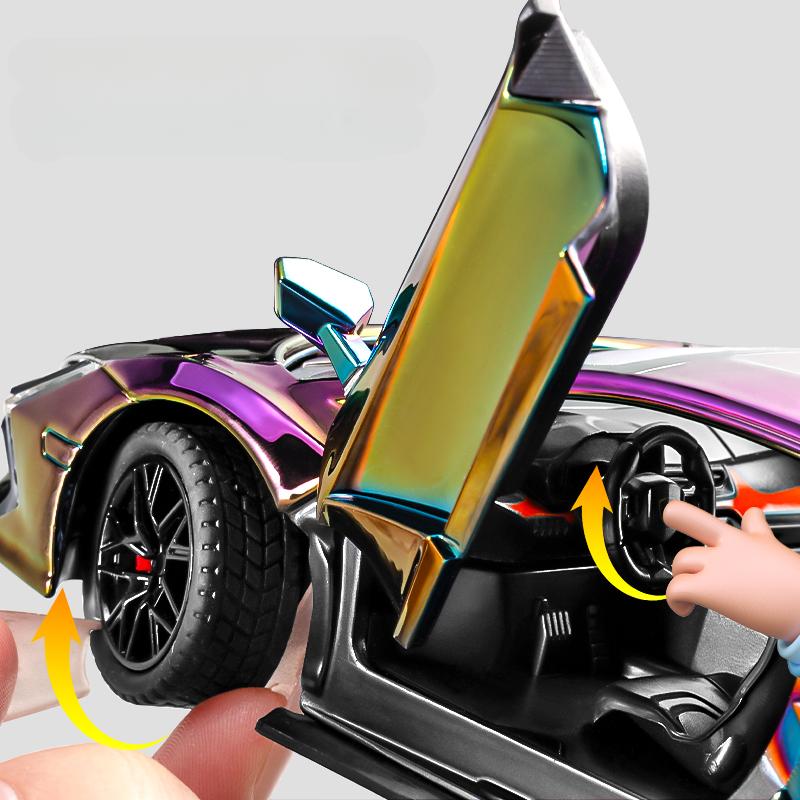 Simulation 1/24 Lamborghini Revuelto Super Car Model with Sound Light Children Boy Birthday Gift Miniature Voiture Home Decor
