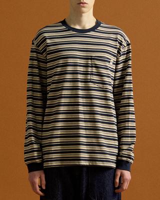 ONNHANS Striped Long Sleeve Pocket T-Shirt_Navy