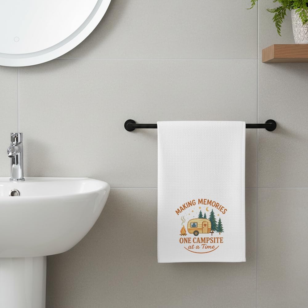 Cute RV Camping Gifts for Women,Family,Friends, Making Memories One Campsite at a Time Dish Towels Camping Towel,Soft and Absorbent Kitchen Hand