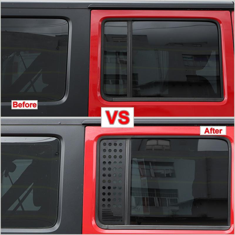 Car Rear Window Glass Panel Decoration Cover Trim for Jeep Wrangler JK JL 2007-    4-Doors Accessories Black