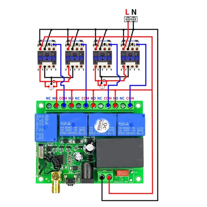 433Mhz Wireless Remote Control Switches 12V-36V/220V 4CH Receiver Module with 4-channel Remote Transmitter Set