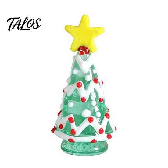 Unique Birthday Presents Glass Christmas Tree Figurine, Rotating Desk Ornament for Car Home, Stained Art Glazed Dashboard Decor & Gift Holiday Season