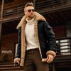 Men's Winter Leather Jacket with Thick Fur Lining - Large Size, Warm Cross-Border Coat