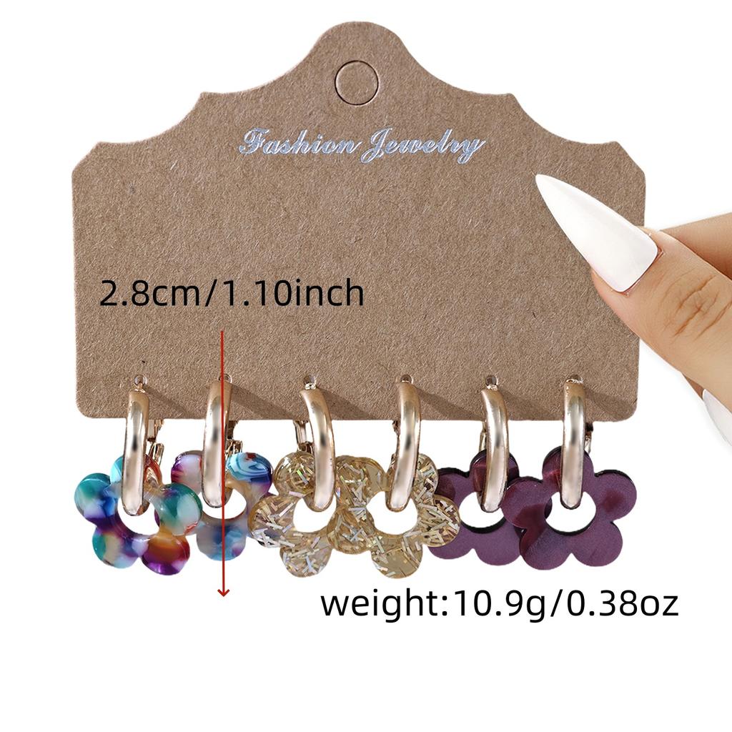 Spring Summer Elegant Earrings For Women Fashion Cute Colorful Five Petal Flower Pendant Earrings Set