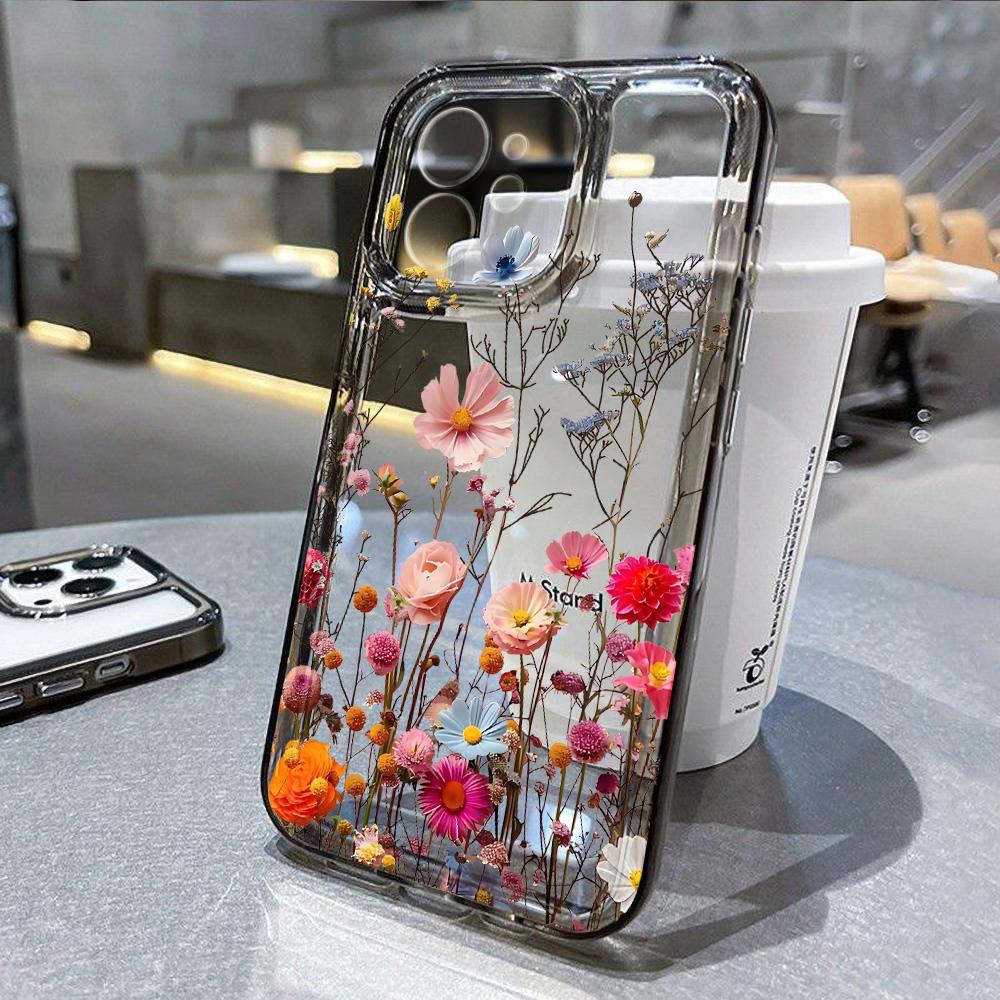 Abstract Plants Flower Phone Case For iPhone 16 Pro Case iPhone 13 15 11 12 14 Pro Max 16e 8 7 Plus XR XS X SE Clear Soft Cover