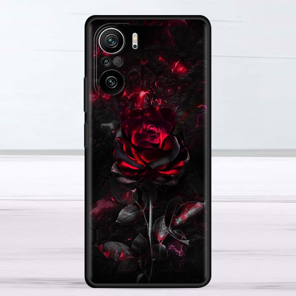 Pouzdro pro Xiaomi Redmi Note 11 9S 10 9 8 7 9A 9C 9i K40 8T 10C 9T K50 silikonové pouzdro jasně červené květy růže