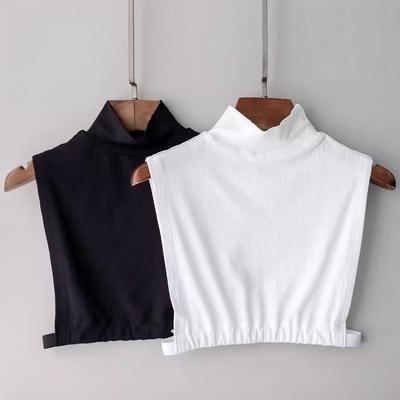 Women Elatic Vest Style Fake Collar High Round Neck Detachable Collar Woman Solid Color Shirt Winter Warm Neck Scarf