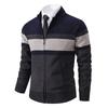 Men's Color Matching Stand-up Collar Men's Jacket Winter Velvet Youth Knitted Warm Jacket