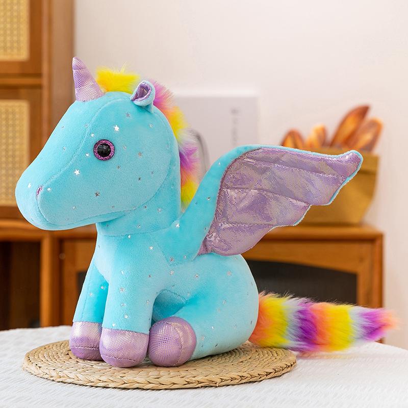 Colorful Unicorn Plush Toy Cute Rainbow Pony Doll Children Accompany Pillow