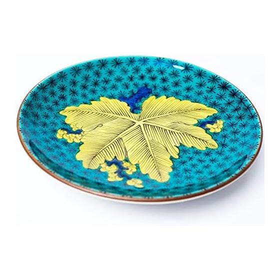 Washa no Kura Plate Stylish Kutani Ware Masterpiece Bean Plate Old Kutani Aote Tree Leaf Pattern Small Plate Serving Plate Brand Japanese Tableware