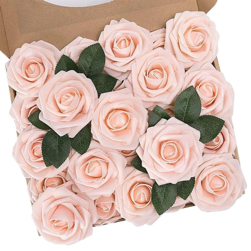 

Artificial Foam Roses Flexible Stems for Wedding Bouquets Craft Projects Handmade Flower Gift Box