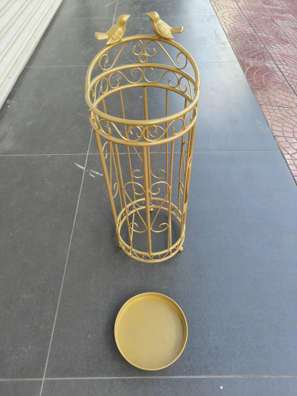 Golden Little Bird Umbrella Stand - Wrought Iron Base for Home and Hotel Supplies Black 21.5*21.5*61cm