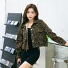 Korean Design Leopard Print Denim Jacket with Drawstring - Women's Autumn 2026 Collection