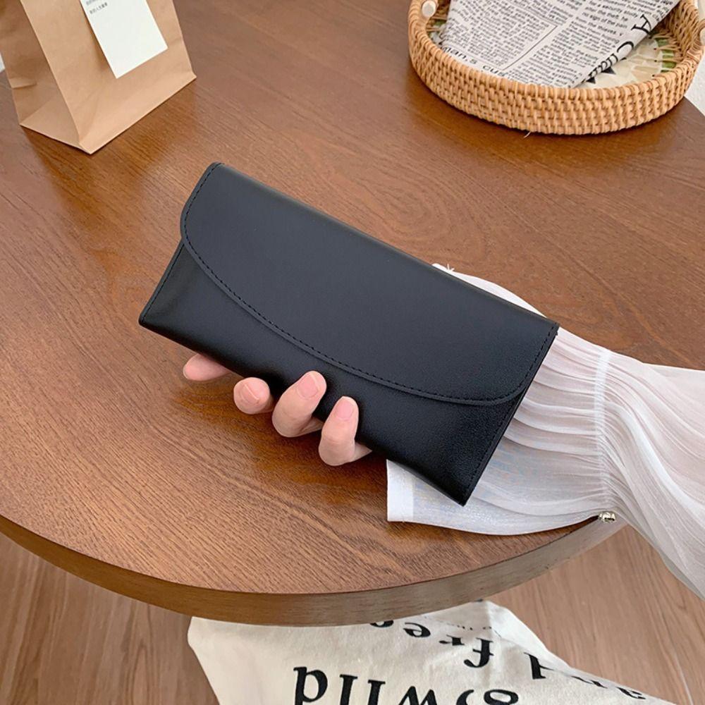 

Портативная женская длинная сумка-клатч в корейском стиле, сумка для мелочи, конверты, кошельки для улицы чёрный
