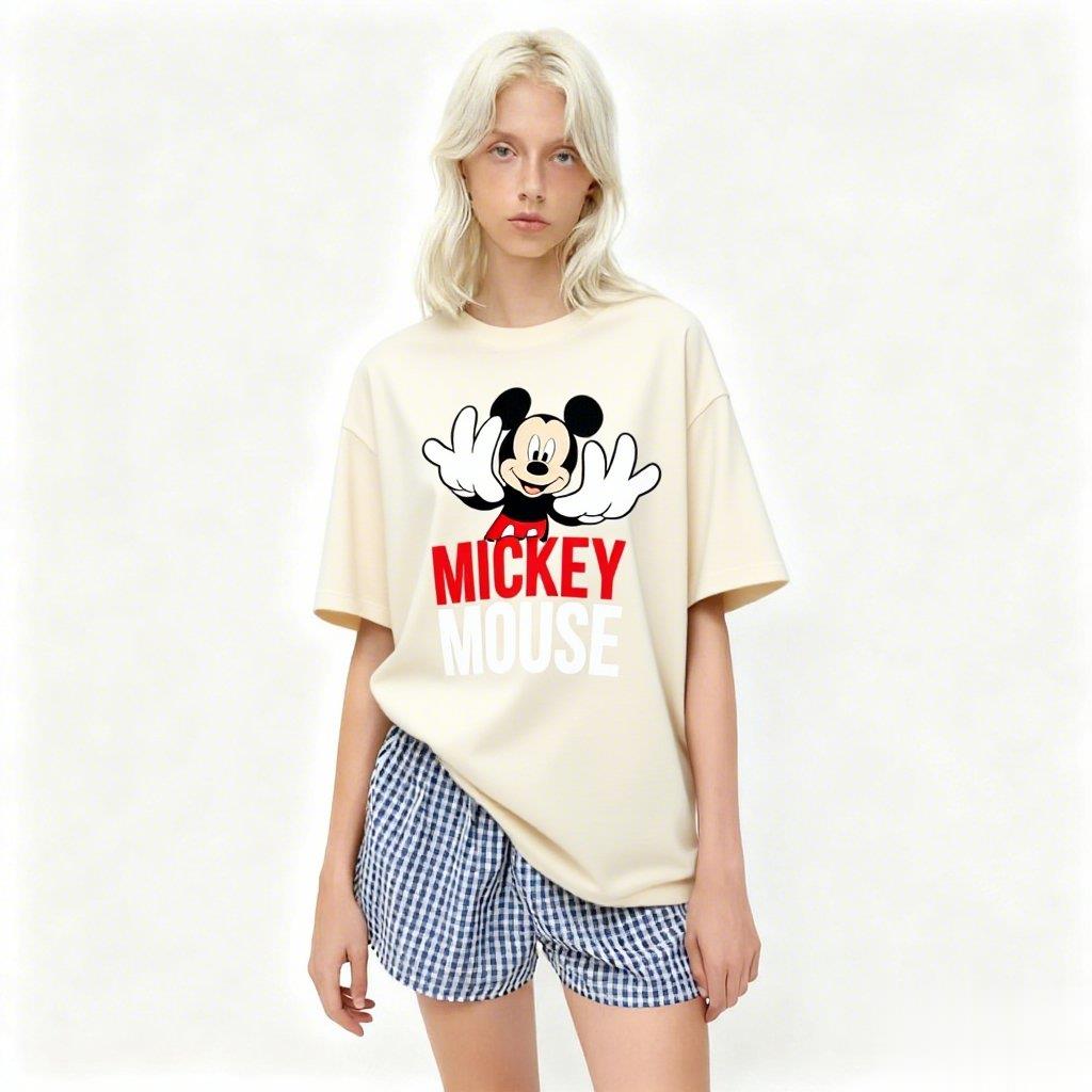 

Mickey Mouse Cartoon Print Tshirt Women Men Summer Oversized Casual Tops Streetwear Graphic Tees Disney Vintage Fashion Trend S