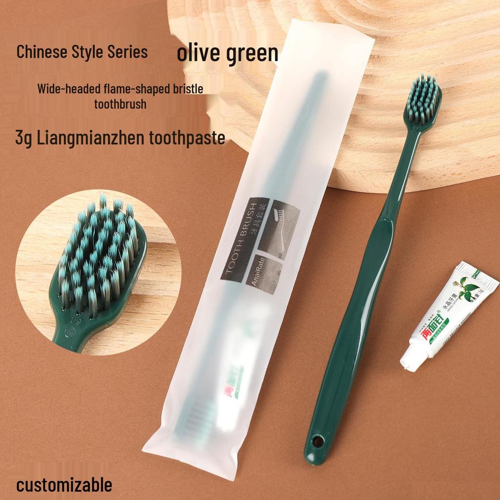 Chinese Style Soft Bristle Toothbrush & Toothpaste Set - High-End Disposable Toiletries