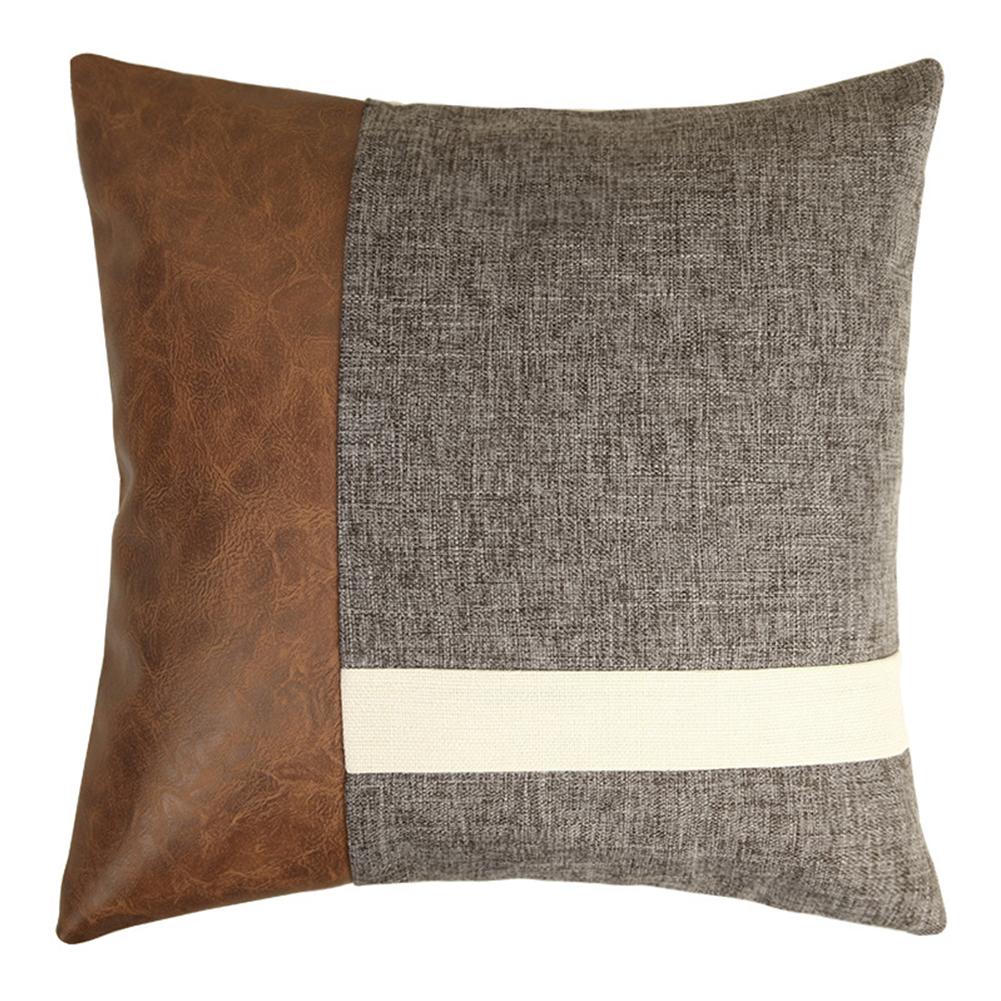 2pcs Faux Leather Pillow Cover 2 color Modern Patchwork Decorative Throw Pillowcase For Sofa Couch