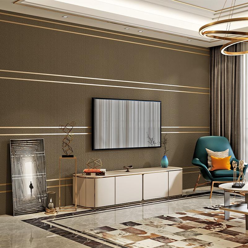 Deerskin Velvet Wall Cover Modern Simple Striped Pattern Living Room Tv Background Home Decor Non-Woven Material Non Self Adhesive