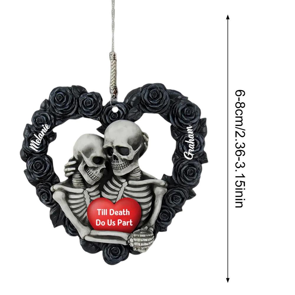 Cartoon Skull Car Rearview Mirror Acrylic Pendant Funny Car Ornament Charm Accessories Halloween Gothic Swing Pendant for Auto