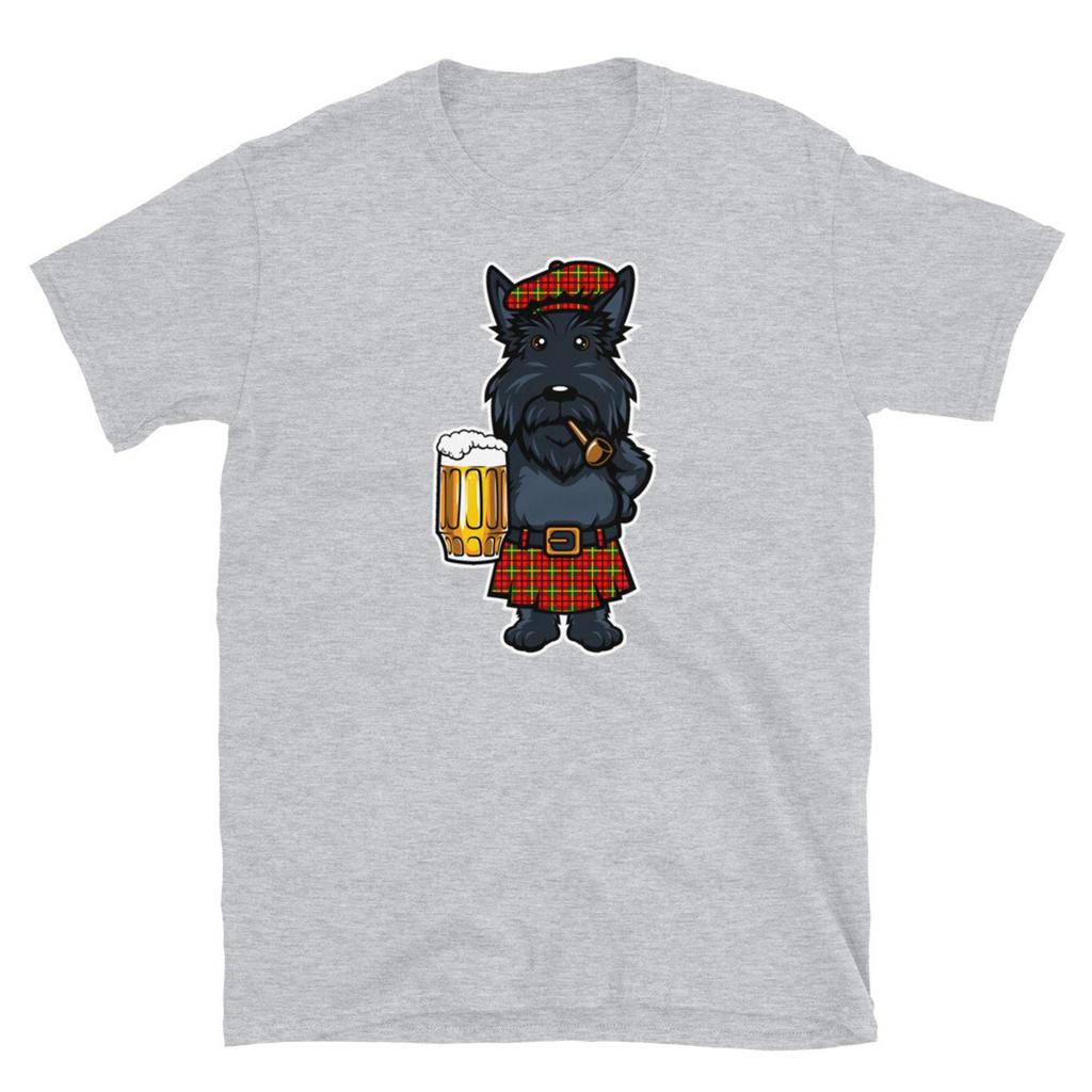 Scotland Tartan Day Scottish Terrier Kilt Beer Short Sleeve Unisex T Shirt