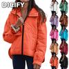 Giacche e Cappotti Invernali Autunnali a Manica Lunga Donna DICFY Vintage Casual Stampa Monocolore