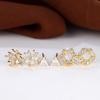 Diamond stud earrings three-piece set, flower triangular zircon earrings, versatile design combination earrings
