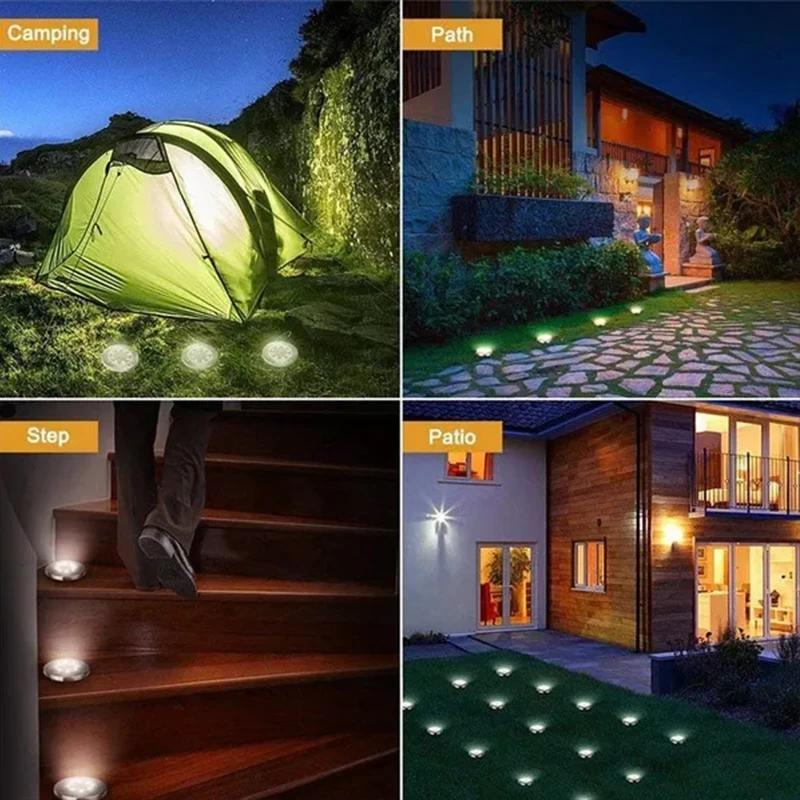 Solar Powered Underground Disk Light, Outdoor Buried Spotlight Lamp, Waterproof In-Ground Landscape Light For Home Garden Lawn Yard Pathway Decoration