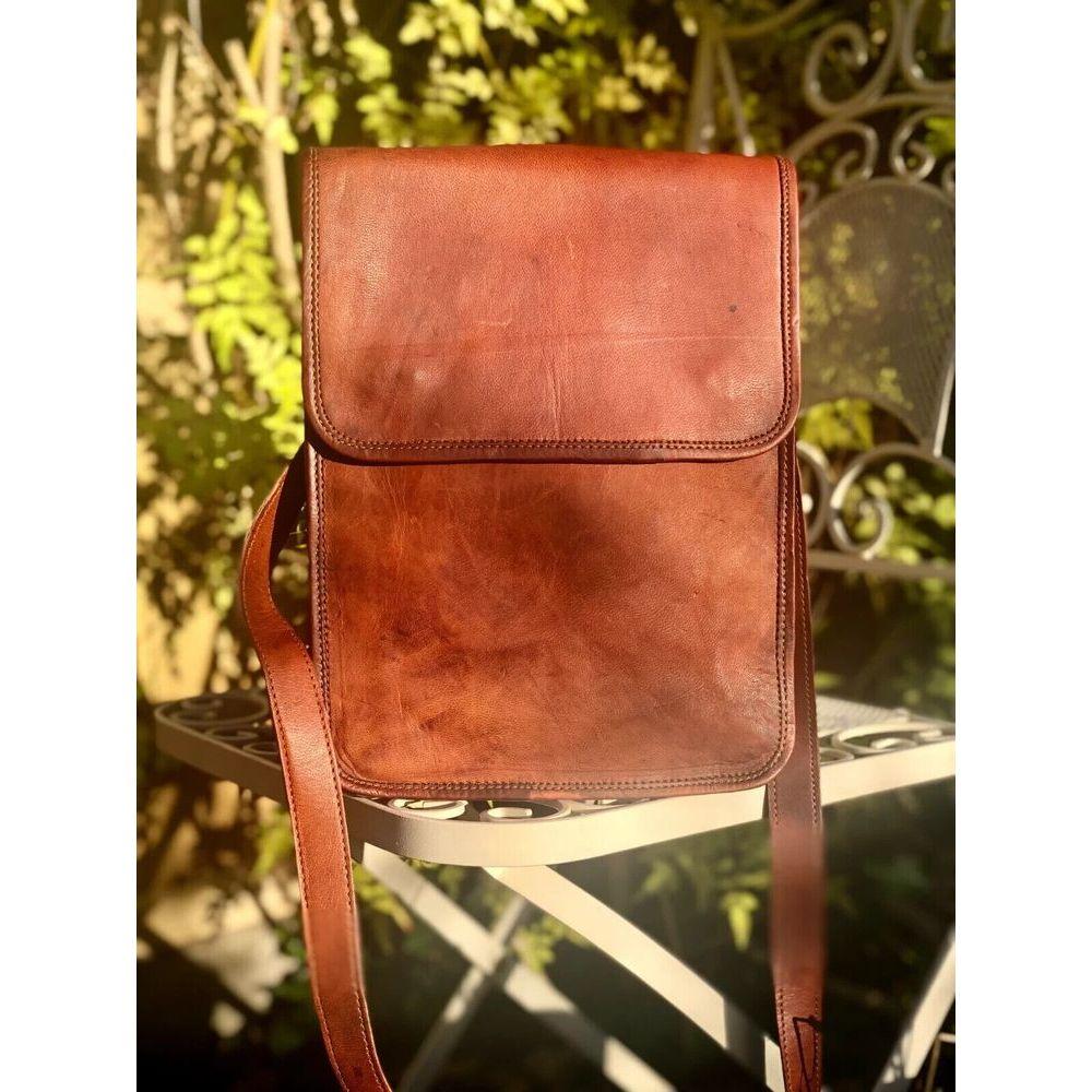 

Портфель 11X9 дюймов, винтажная кожаная мужская сумка через плечо, сумка-мессенджер для ноутбука 9 x 11 x 4 in коричневый