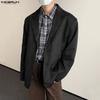 INCERUN Autumn Men Notched Lapel Long Sleeve Suede Blazer Casual Loose Coats