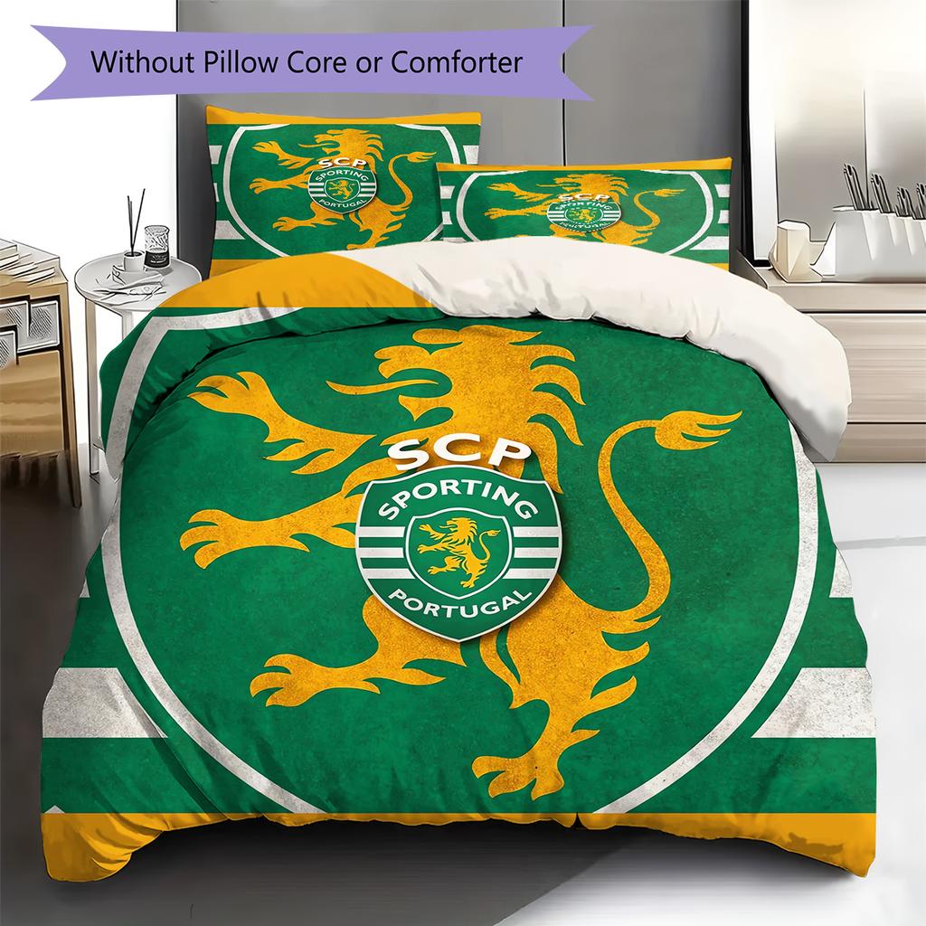 Sporting FC Pattern Bedding Quilt Set Quilt Cover Pillowcase Home Decoration Gift (1 * duvet cover + 2 * pillowcase, without core)