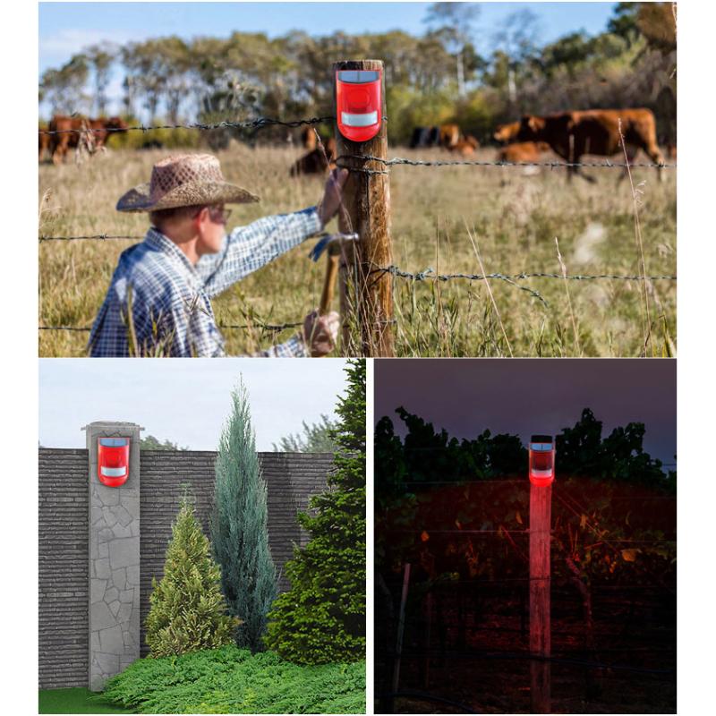 Kabelloses Solar-Bewegungsalarmlicht 120dB Sirene IP65 Wasserdicht für Außenbereich Terrasse Gemüsegarten Tierabwehr
