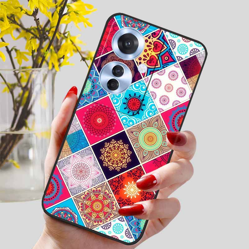 Phone Cover for OPPO Reno11 F 5G Case Black Silicone TPU Fashion Marble Print Shells for Oppo Reno 11F Protective Capa Soft Bags