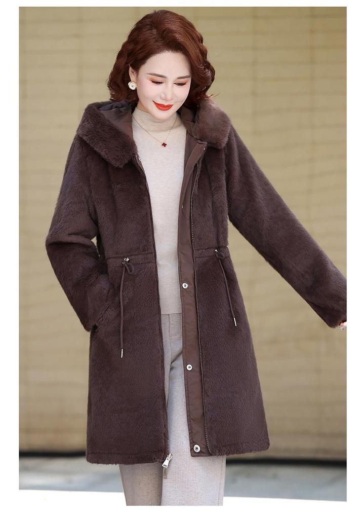 Mom's 2025 Winter Parka: Mid-Length, Double-Sided Cotton Jacket with Velvet for Middle-Aged and Elderly Women.