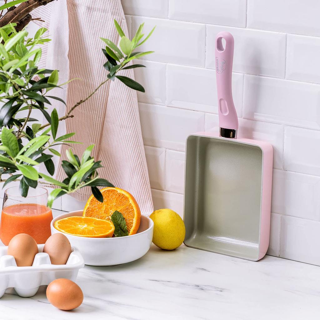 Greenpan Green Chef Omelet Induction Interior and and Easy To Earthy Quartz Pink Pan, Compatible, Ceramic-Coated Exterior, Non-Stick Clean,