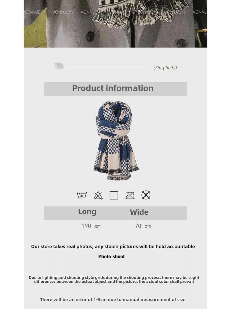 2024 British Checkered Women's Winter Scarf: Versatile Student & Couple Shawl