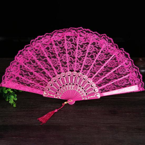 Handheld Folding Fan Faddish Delicate Lightweight Dance Fan Stylish Foldable Hand Fan with Lace Trims Folding Fan for Outdoor