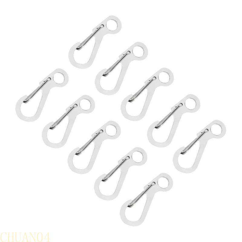 10Pcs Stainless Steels Small Carabiner Clip Spring Snap Keyring Hook for Camping Traveling Hiking Keychains Enduring