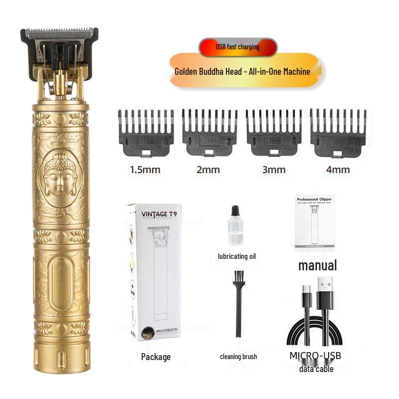 Professional Electric Hair Clipper for Barbers & Home: Precision Carving, Slicked Back Styles, Bald Head Trim.