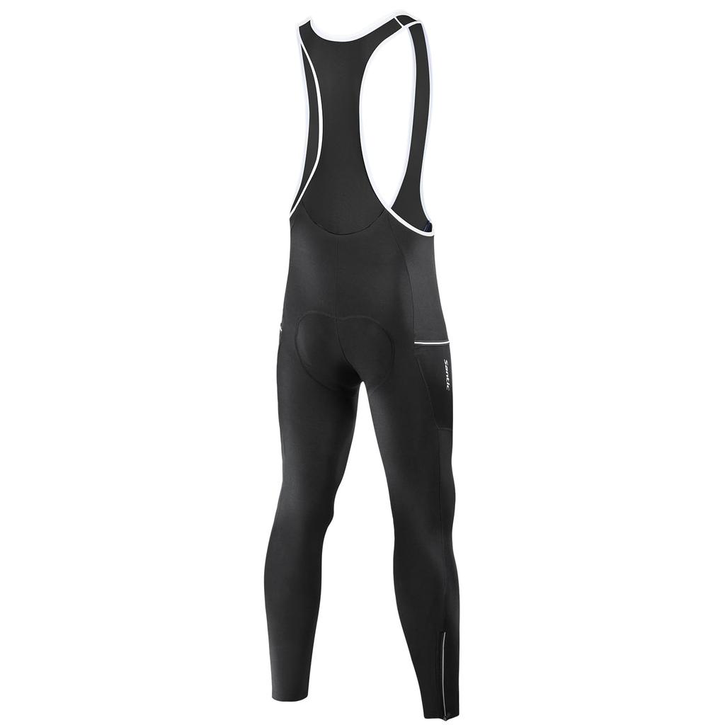 Santic Cycling Bib Long Cycling Padded Cycling Cold and Size L Men's Pants, Fleece-Lined, Wear, Tights, Windproof, Black,