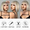 Synthetic Bob Wigs with Bang Short Straight Light Blonde Beige Natural Hair Wigs for Women Daily Cosplay Heat Resistant