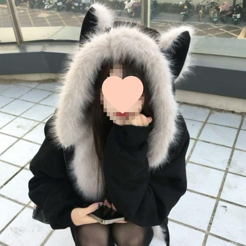 Korean Style Quilted Fur Coat with Ears - Trendy Loose Winter Jacket
