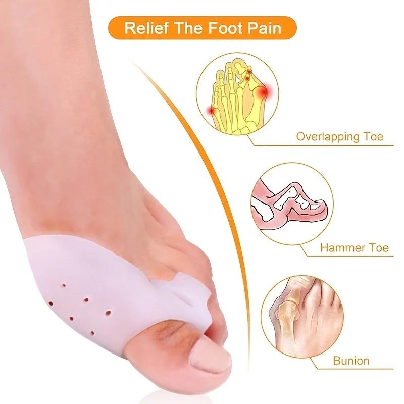 Separador de dedos grandes em gel de silicone, ferramenta para correção de dor nos pés, cuidados com os pés