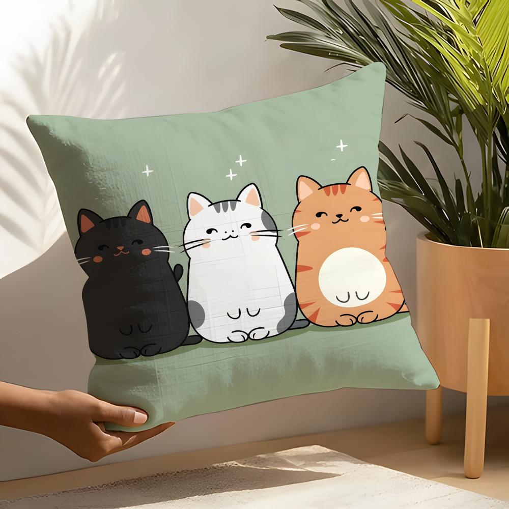 Cute Cartoon Plush Cat 4 Pillow Case Linen Cushion Covers For Decorative Sofa Home Pillows Case Car Chair Pillows Cases