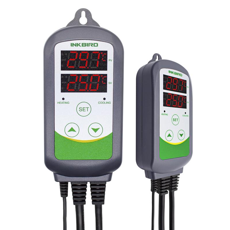 INKBIRD Digitální regulátor teploty Termostat ITC-308 AC 110-220V Zásuvka Termostat Nástroj pro řízení ohřevu/chlazení Senzor