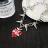 Dark Series Punk Style Metal Nails Collarbone Chain Red Thorns Love Niche Necklace Retro Personalized Item Decoration