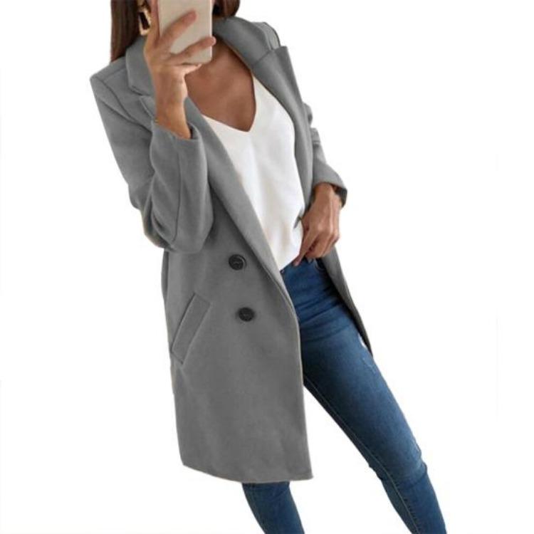 Winter Warm Cardigan Jacket Long Solid Color Blazer Coat Women Overcoat Autumn