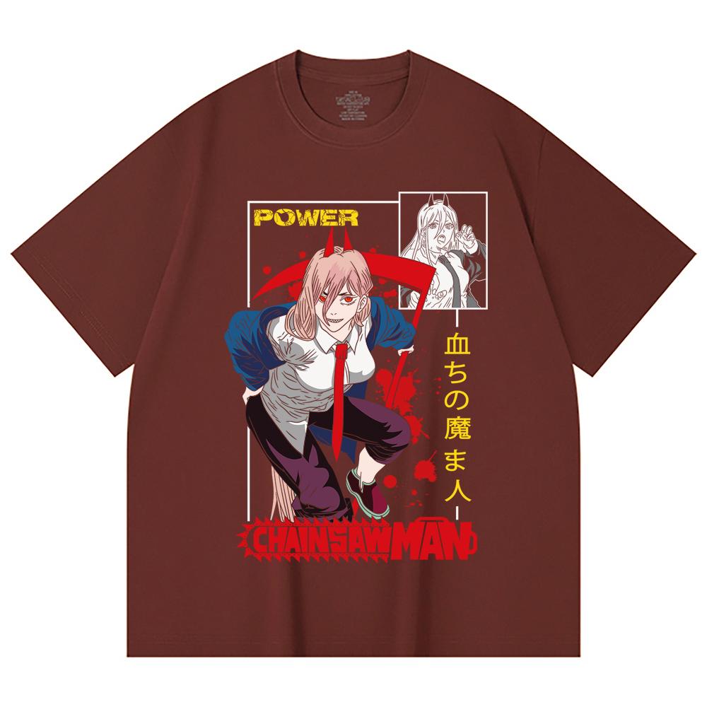 230 g/m² 100% Baumwolle Kettensägenmann V40 Power Print Unisex Schweres Baumwoll-T-Shirt