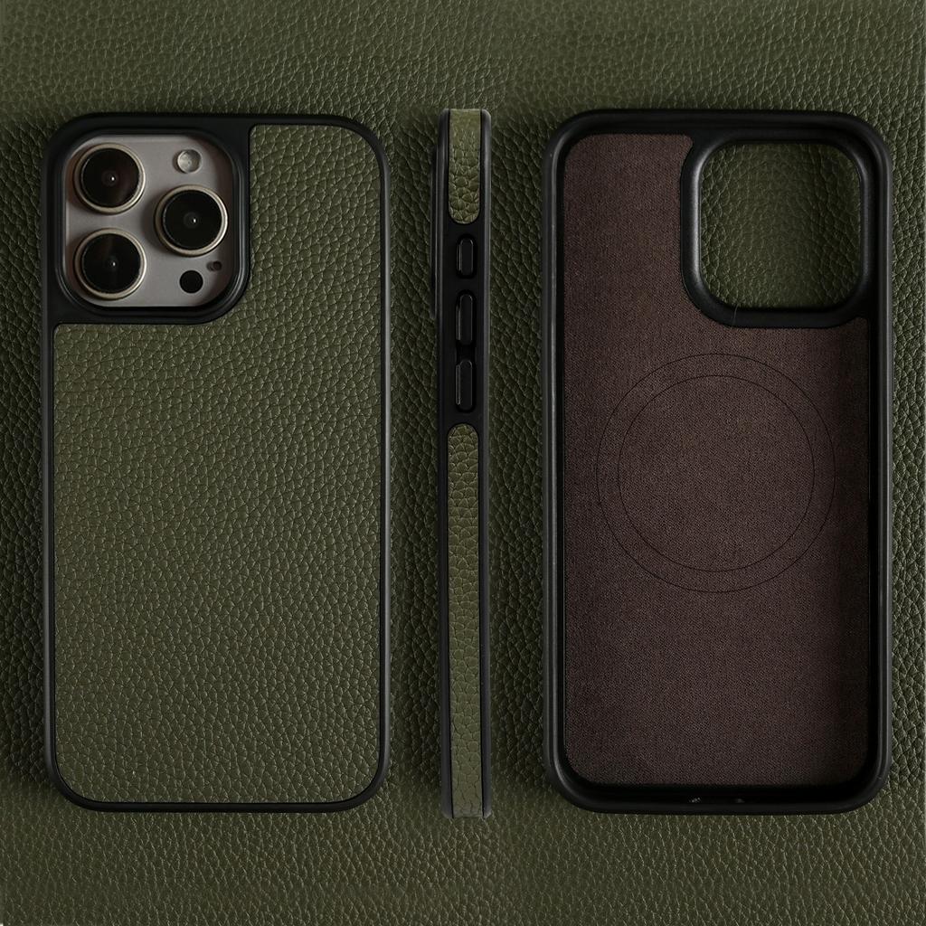 Магнитный чехол из натуральной кожи для телефона iPhone 16 Pro Max 15Pro 14 13pro 12 11 из коровьей кожи, беспроводной Magsafe, задняя крышка capa